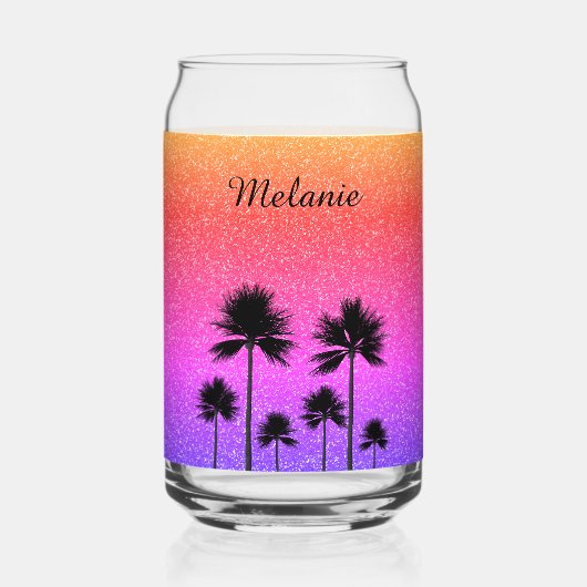 Glanzende Palmboom Persoonlijk Blikvorm Glas (Voorkant)