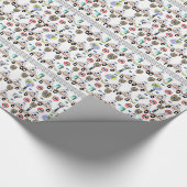 Glanzende papieren politieauto's cadeaupapier (Hoek)