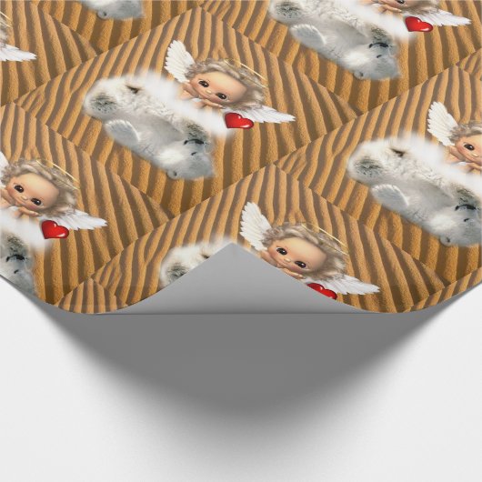 Glanzende papierengel cadeaupapier (Hoek)