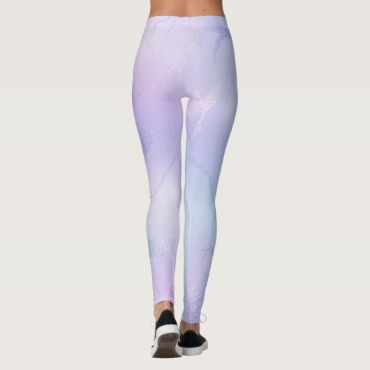  glanzende pastel lavendel blauw roze leggings (Achterkant)