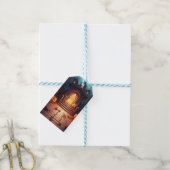 Glanzende Pompoen Halloween Cadeaulabel (Met Touw)
