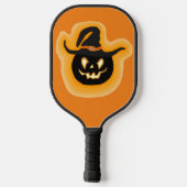 Glanzende pompoen heks op Sinaasappel Pickleball Paddle (Achterkant)