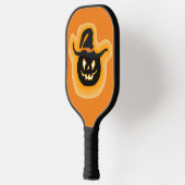 Glanzende pompoen heks op Sinaasappel Pickleball Paddle (Links)
