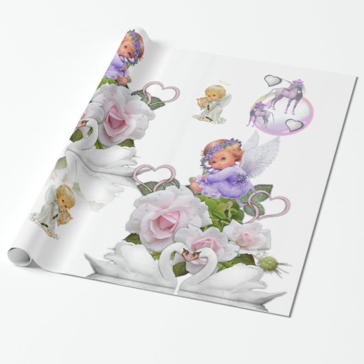 Glanzende Pony papier engel met onmiddellijke verp (Uitgerold)