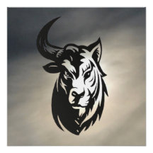 Glanzende poster - half stier half tijger