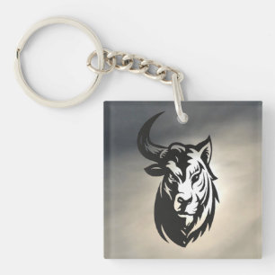 Glanzende Poster - half stier half tijger Sleutelhanger