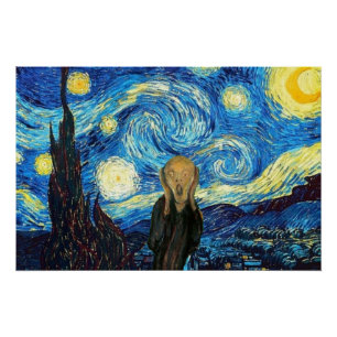 Glanzende Poster van The Starry Night Scream