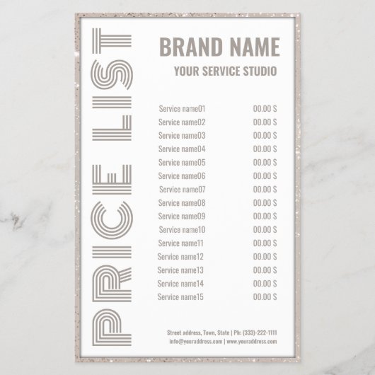 Glanzende Rand Schoonheidssalon Prijslijst Flyer (Voorkant)