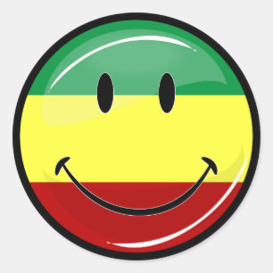 Glanzende Rasta Colors Vlag Ronde Sticker