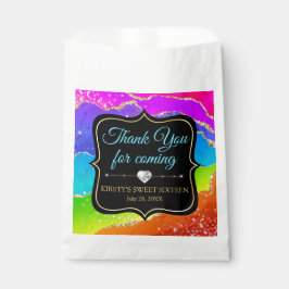 Glanzende Regenboog Alcohol Inkt Agate Sweet 16 Bedankzakje