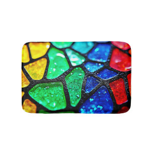 Glanzende Regenboog Glas Mozaïek Kunst Badmat