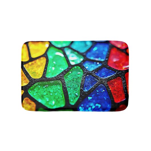 Glanzende Regenboog Glas Mozaïek Kunst Badmat (Voorkant)