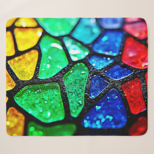 Glanzende Regenboog Glas Mozaïek Kunst Sherpa Deken