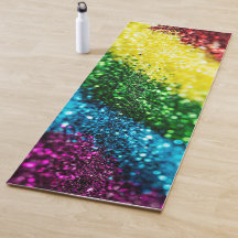 Glanzende regenboog glitter yoga mat