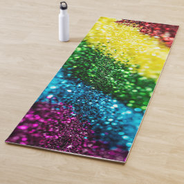 Glanzende regenboog glitter yoga mat