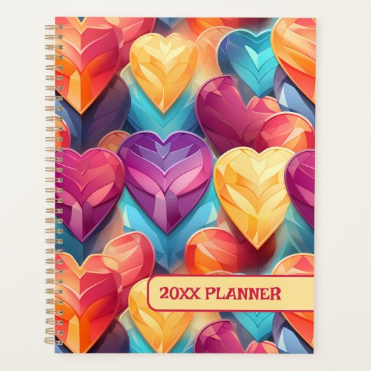 Glanzende Regenboog Harten Planner (Voorkant)