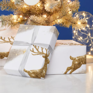 Glanzende rendieren en sterren cadeaupapier