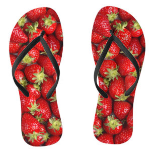 Glanzende Rode Aardbeien Teenslippers