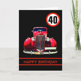 Glanzende rode auto Happy 40th Birthday Kaart