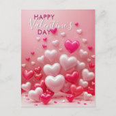 Glanzende Rode en Roze Hartjes Valentijnsdag Briefkaart (Voorkant)