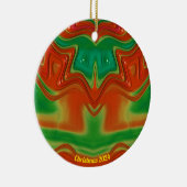 Glanzende rode, gele en groene kerst 2024 keramisch ornament (Rechts)