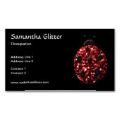 Glanzende rode glitters Lieveheersbeestje Lievehee Magnetisch Visitekaartje (Voorkant)