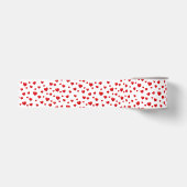 Glanzende Rode Harten Op Wit Grosgrain Lint (Voorkant)