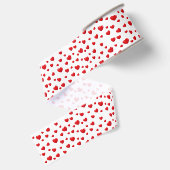 Glanzende Rode Harten Op Wit Grosgrain Lint (Achterkant)