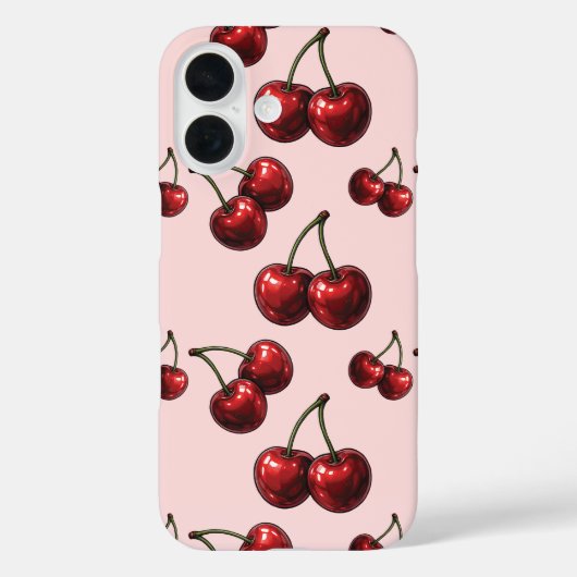 Glanzende rode kersen roze retro Case-Mate iPhone case (Achterkant)