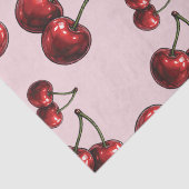 Glanzende rode kersen Roze Retro Glam feest Tissuepapier (Detail)