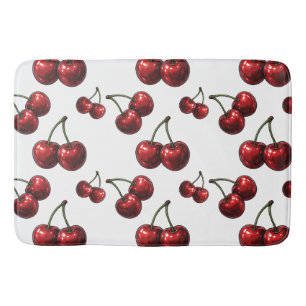 Glanzende rode kersen witte retro glamour badmat