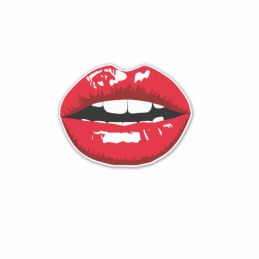 Glanzende rode lippen sticker (Voorkant)