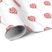 Glanzende rode lolly's ontwerppatroon cadeaupapier (Rol Hoek)