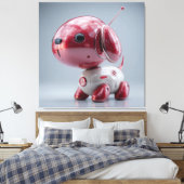Glanzende Rode Robothond Canvas Afdruk (Insitu (Slaapkamer))