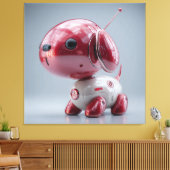 Glanzende Rode Robothond Canvas Afdruk (Insitu (Woonkamer))