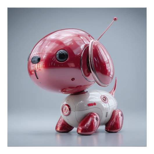 Glanzende Rode Robothond Foto Afdruk (Voorkant)