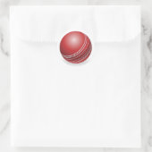 Glanzende rode traditionele cricket bal ronde sticker (Tas)