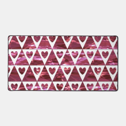 GLANZENDE RODE VALENTIJN HARTEN & DRIEHOEKEN BUREAUMAT (Voorkant)