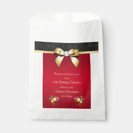 Glanzende, Romantische Elegante Verjaardag Bedankt Bedankzakje (Voorkant)