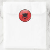 Glanzende ronde Albanese vlag Ronde Sticker (Tas)