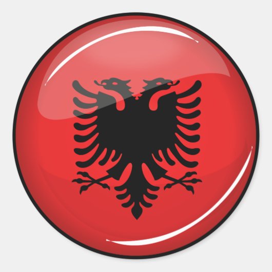 Glanzende ronde Albanese vlag Sticker (Voorkant)