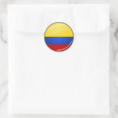 Glanzende ronde Colombiaanse vlag Ronde Sticker (Tas)