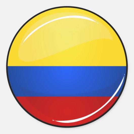 Glanzende ronde Colombiaanse vlag Ronde Sticker (Voorkant)