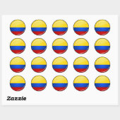Glanzende ronde Colombiaanse vlag Sticker (Vel)