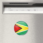 Glanzende ronde Guyanese vlag Magneet (Insitu (Vaatwasser))
