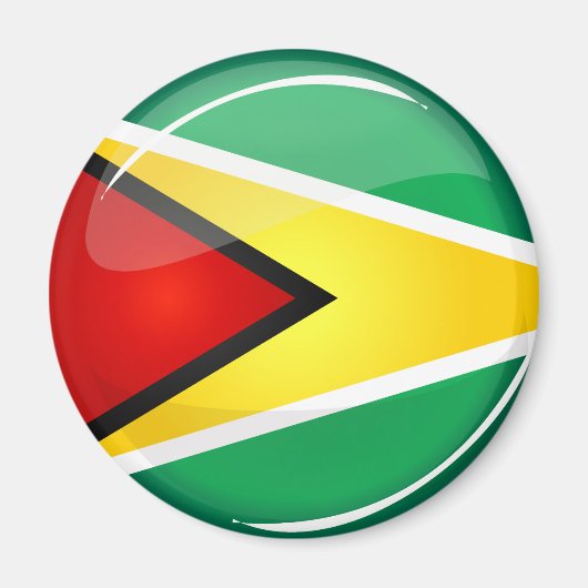 Glanzende ronde Guyanese vlag Magneet (Voorkant)