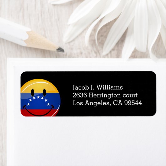 Glanzende ronde lachende Venezolaanse vlag Etiket (Insitu)