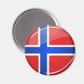 Glanzende ronde Noorse vlag Magneet (Voorkant / Achterkant)
