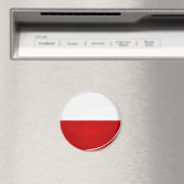 Glanzende ronde Poolse vlag Magneet (Insitu (Vaatwasser))