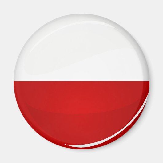 Glanzende ronde Poolse vlag Magneet (Voorkant)